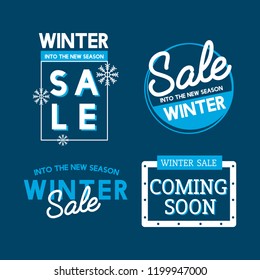 Set of winter sale badge vectors