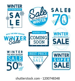 Set of winter sale badge vectors