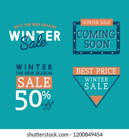 Set of winter sale badge vectors