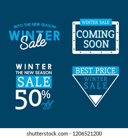 Set of winter sale badge vectors