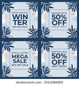 Set of Winter Sale Banners Template. Template for social media, banner, poster, flyer. Vector illustration