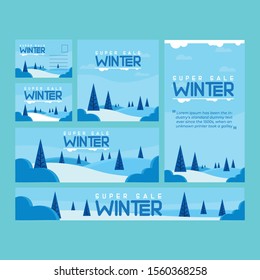 Set of winter sale modern promotion web banner for social media mobile apps