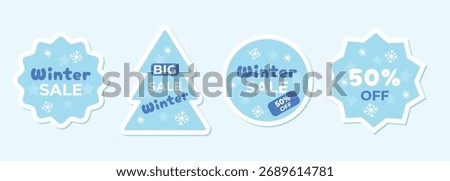 Set of winter sale stickers. Vector illustration