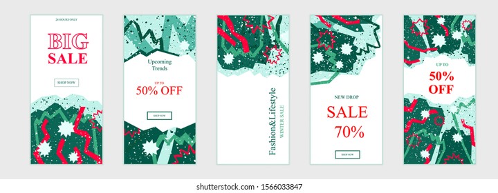 Set of winter sale vertical banners