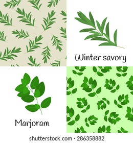 Set with winter savory and marjoram.