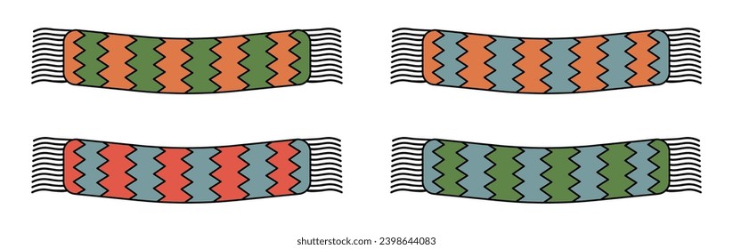 Set of winter scarves. Vector icons
