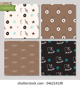 Set of winter seamless patterns. Vector