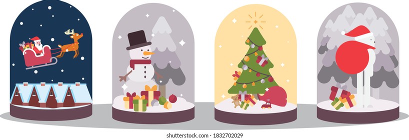 Set of winter snowball for Christmas, vector