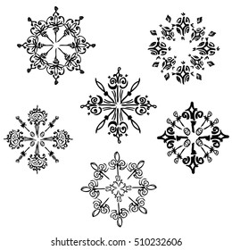 set of winter snowflakes. vector background