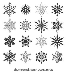 Set of winter snowflakes vector illustration icons