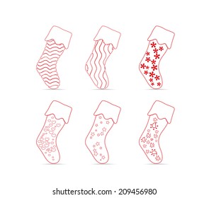 set of winter socks sketches for design