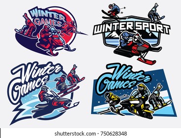 Set Of Winter Sport Games Badge