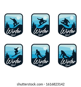 Set of Winter Sport Logo Design Template