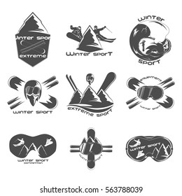 Set winter sport logo design template elements