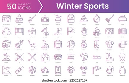 Set of winter sports icons. Gradient style icon bundle. Vector Illustration