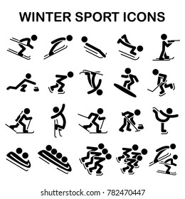 Set of winter sports icons isolated on white background. Vector illustration