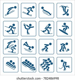 Set of winter sports icons isolated on white background. Vector illustration