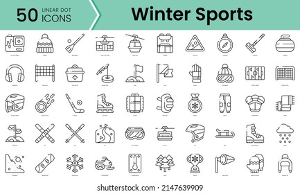 Set of winter sports icons. Line art style icons bundle. vector illustration