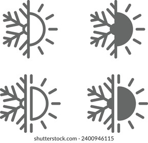 Juego de vectores soleados de invierno, conjunto de iconos de temporada, Iconos meteorológicos	