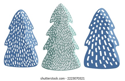 Set of winter tree spruce. Clip art for winter design of banners, cards, advertisements, flyers, templates