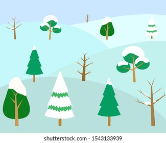set of winter tree vector illustration