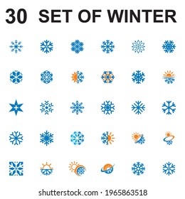 Satz von Wintervektor, Set von Wetterlogo