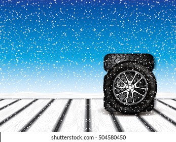 The set of winter wheels.Vector