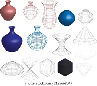 set of wire frame shapes designs as designing elements