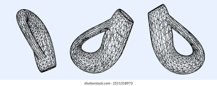 Conjunto de ilustraciones de alambre de las botellas de Klein. Ilustración de Vector conceptual de la curvatura 4D del espacio-tiempo.