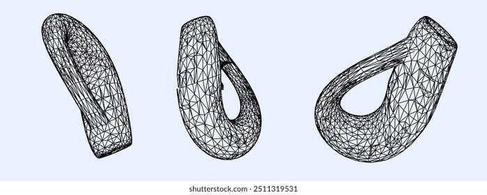 Conjunto de ilustrações em wireframe das garrafas de Klein. Ilustração vetorial conceitual da curvatura 4D do espaço-tempo.