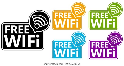 set wireless hotspot area sign. free wifi zone design vector illustration