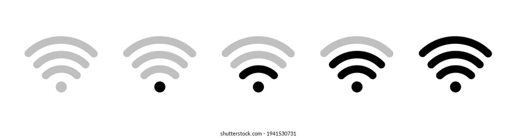 Set of wireless icons in modern. High quality black outline wifi symbols for web site design and mobile apps. Vector illustration.