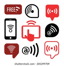 Set of wireless icons, vector illustration