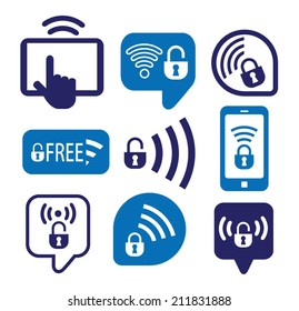 Set of wireless icons, vector illustration