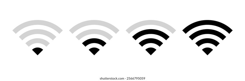 set of wireless internet wifi signal. wifi signal strength or electronic wave from router for communication through internet.