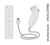 Set of wireless white controllers. Set of wireless gamepads for funny family video games or in company with friends. Isolated set of  joysticks on white background.