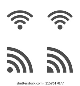 Set of wireless or wifi icons isolated on white background. Mobile interface signs in flat style. Vector illustration. EPS 10.