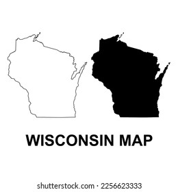 Set of Wisconsin map shape, united states of america. Flat concept icon symbol vector illustration .