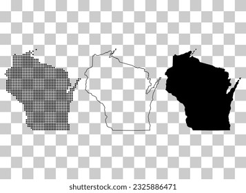Set of Wisconsin map shape, united states of america. Flat concept icon symbol vector illustration .