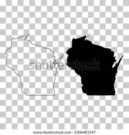 Set of Wisconsin map shape, united states of america. Flat concept icon symbol vector illustration .