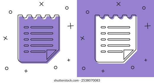 Set Wish list template icon isolated on white and purple background.  Vector