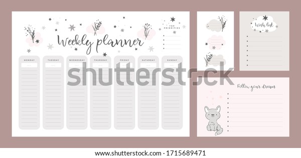 Set Wish List Template Sticker Book Stock Vector (Royalty Free ...