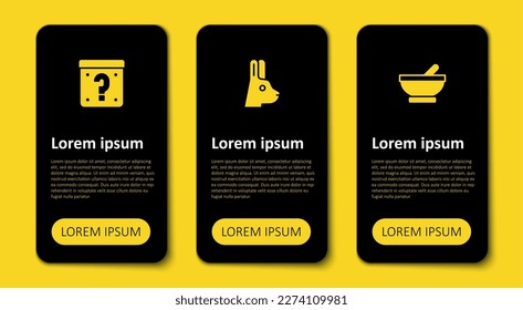 Ponga caldera de bruja, conejo con orejas y caja de misterio. Plantilla de infografía empresarial. Vector