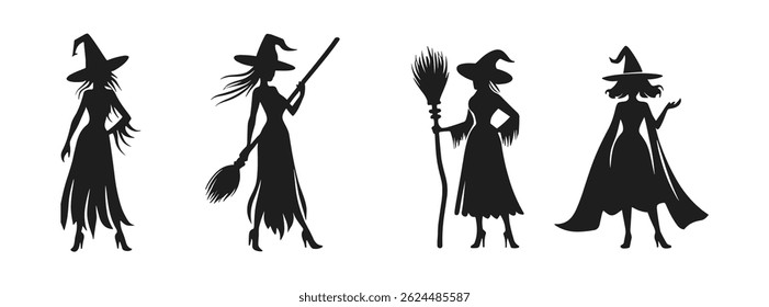 Set witch halloween white background