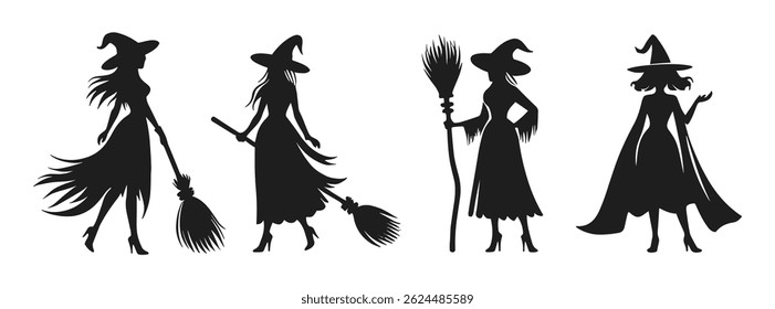Set witch halloween white background