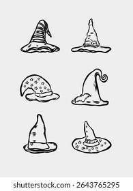 Set of witch hat illustration isolated on white background vector
