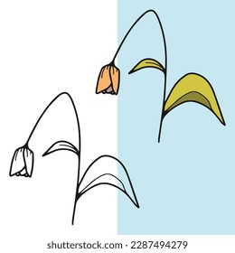 Set of withered tulip flower vector illustration