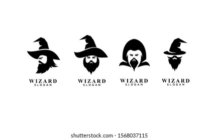 set of wizard badge logo icon design vector illustration