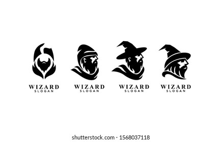 set of wizard badge logo icon design vector illustration