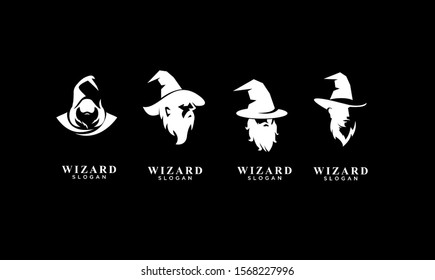 Set Of Wizard Badge Logo Icon Design Vector Illustration